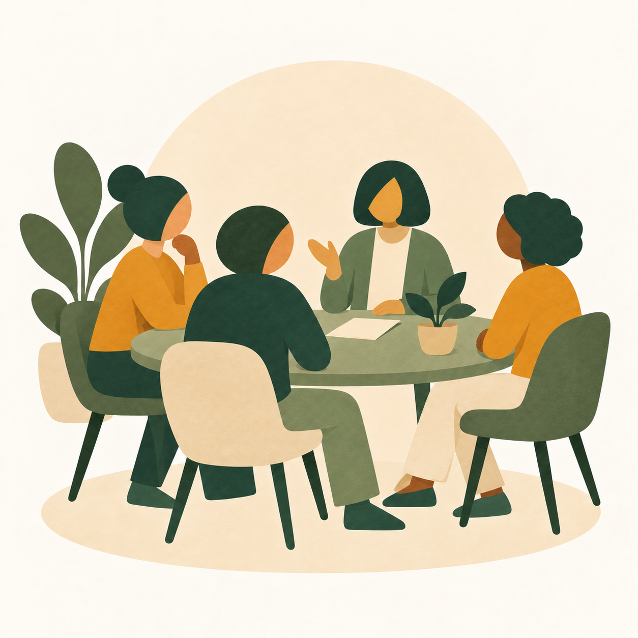 Illustration of an interactive cultural awareness training workshop.